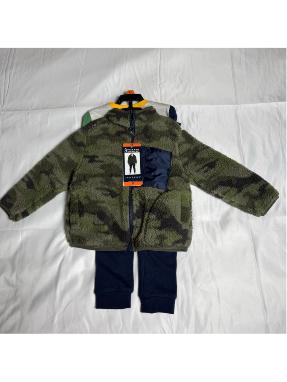 Boys Andy & Evan 3-Piece Sherpa Set 2T Green Camo Blue